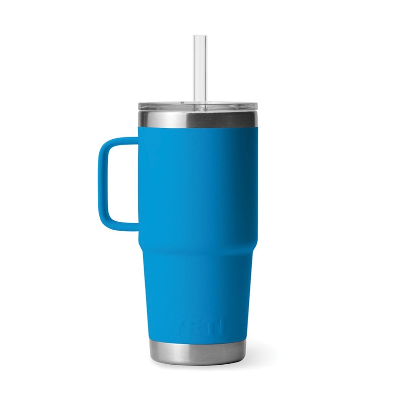 YETI Rambler Series 21071502240 Mug, 25 oz Capacity, Straw Lid, Stainless Steel, Black, Insulated
